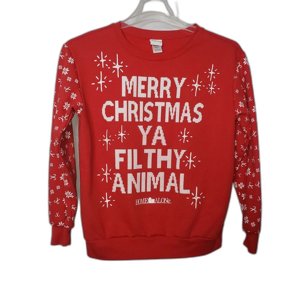 HOME ALONE Merry Christmas Ya Filthy Animal Sweatshirt Size Large